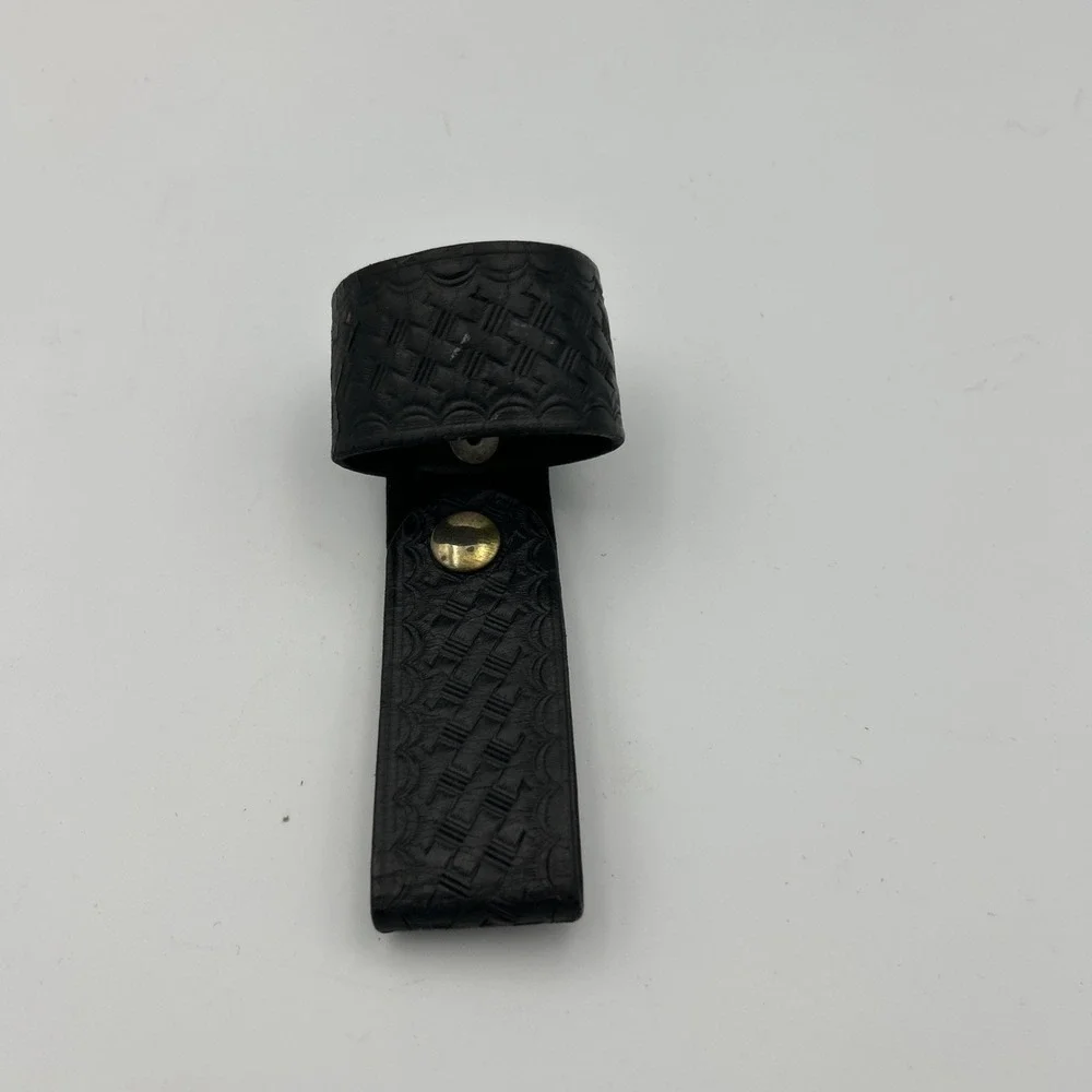 Leather Safety Speed Baton Holder VTG‎ Basket Weave Black